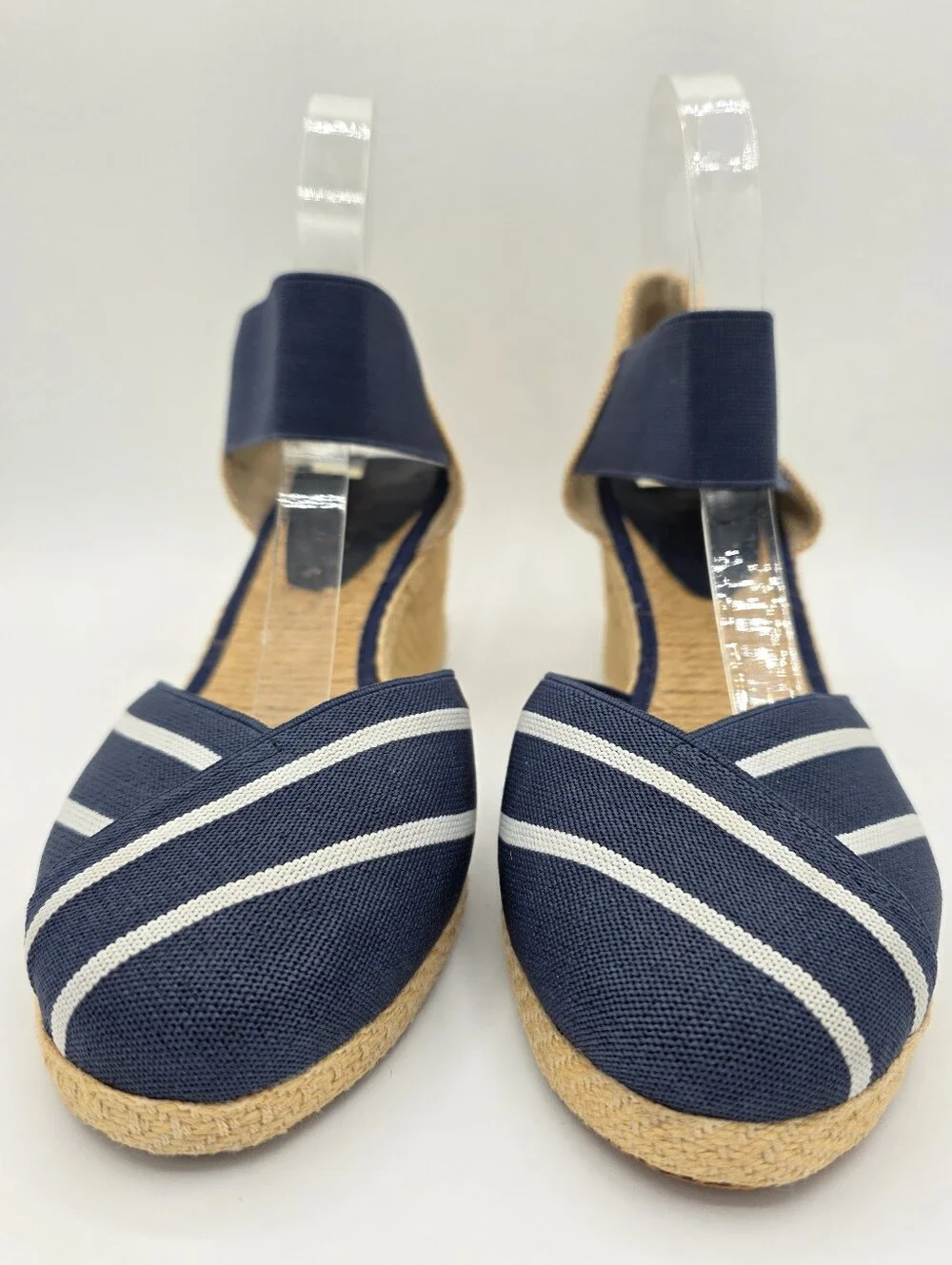 Lauren Ralph Lauren‎ Navy Espadrille Wedges Stripe Size 9.5